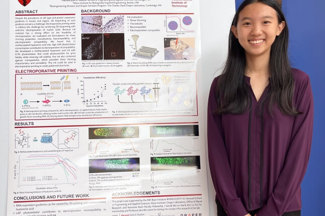 Katherine Lei, a rising senior materials science and engineering major at MIT, with her REU research poster