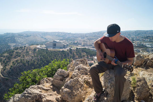 Playing songs near Nazareth, Israel