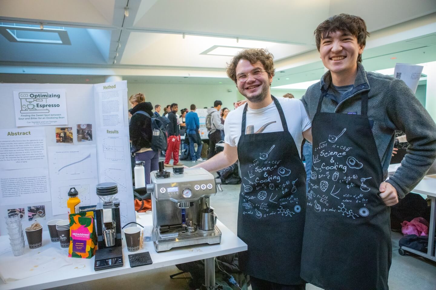 Can Yesildere and Leo Saenger with their final project at the Science and Cooking Fair.