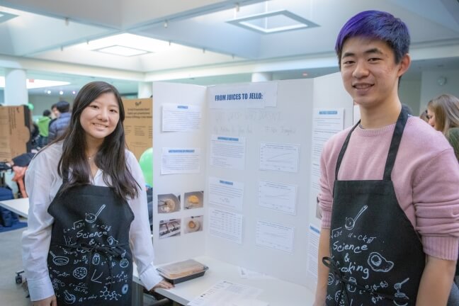 Yooni Park and Matthew Ho with their final project at the Science and Cooking Fair