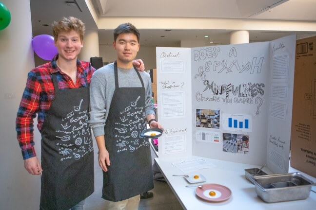 Danny Denenberg and Wilson Huang with their final project at the Science and Cooking Fair.