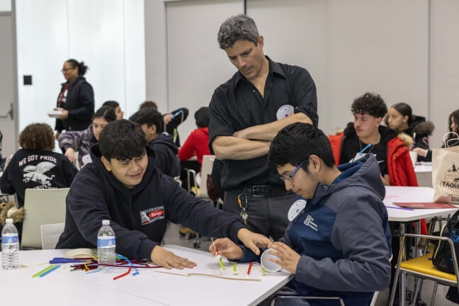 Boston Public School students work on a project