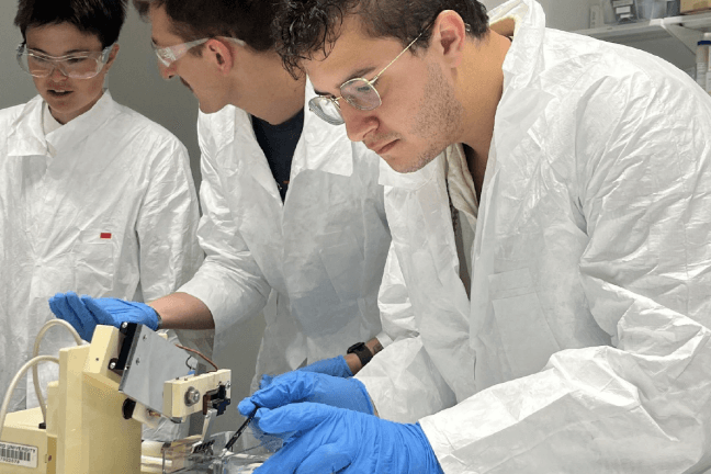 Ricardo Marrero-Alattar at the microtome sectioning a mouse brain