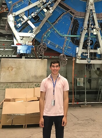 Thomas Satterthwaite at his internship site in Switzerland