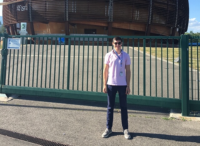 Thomas Satterthwaite at his internship site in Switzerland