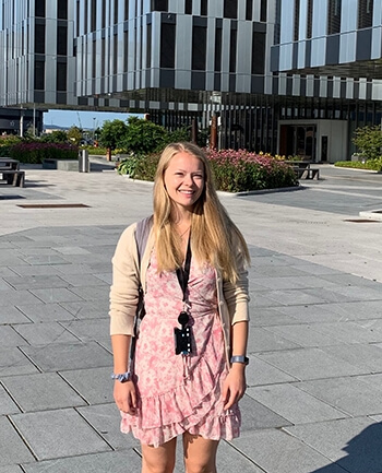 Charlotte Dyvik Henke at her internship site in Oslo, Norway