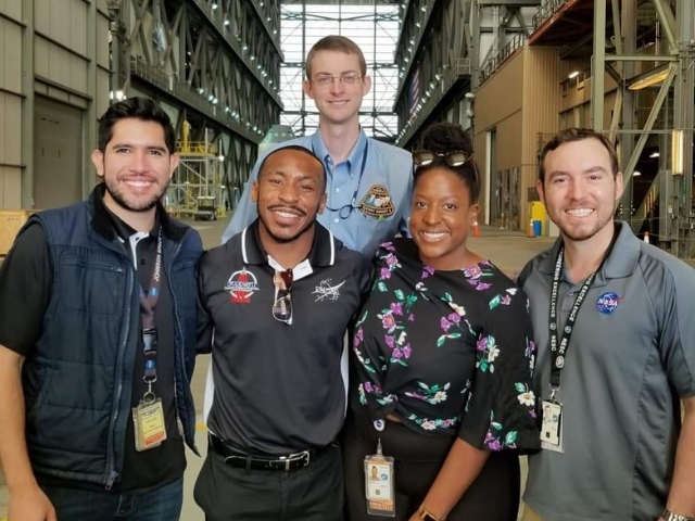 Juan Carlos Lopez with friends at NASA facility