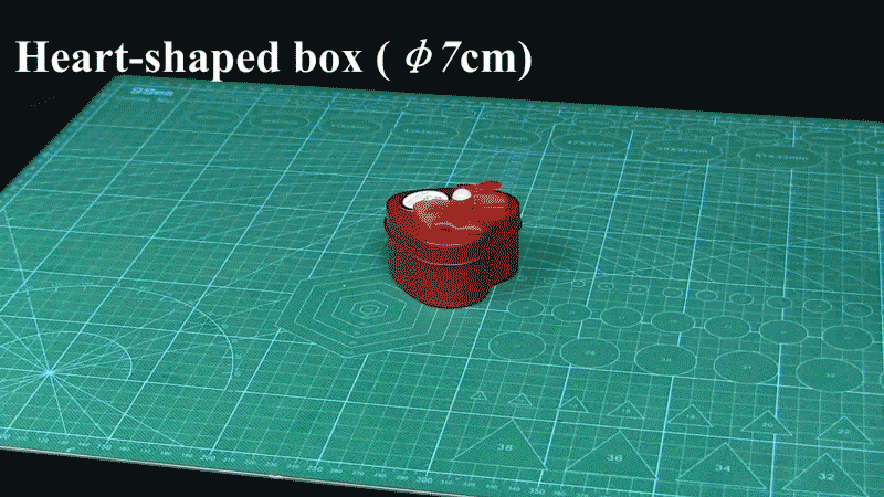 Video of the soft robot picking up a heart-shaped box