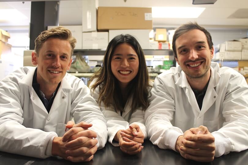 Reel Foods co-founders John Ahrens, Ph.D. '22, Beverly See, and Robert Weeks, Ph.D. '23