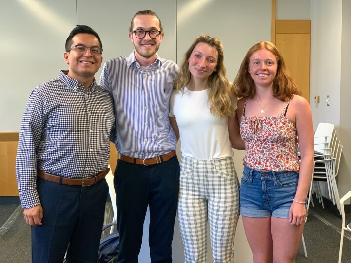 SPHEER REU students Eduardo Lezama (Binghamton University), Leiv Berg (MiraCosta College), Greta Schultz (University of Wisconsin) and Lucy Gagnon (Williams College)