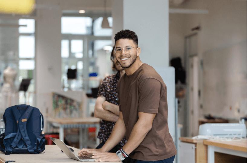 Brice Austin, S.B. '25, in the SEC Makerspace