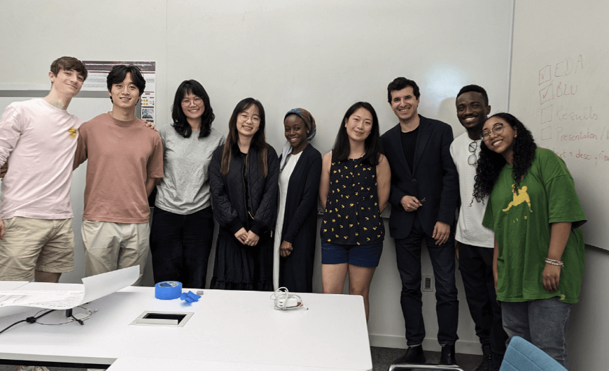 Nine Harvard SEAS students and faculty who were part of ES138 during the Spring 2024 semester